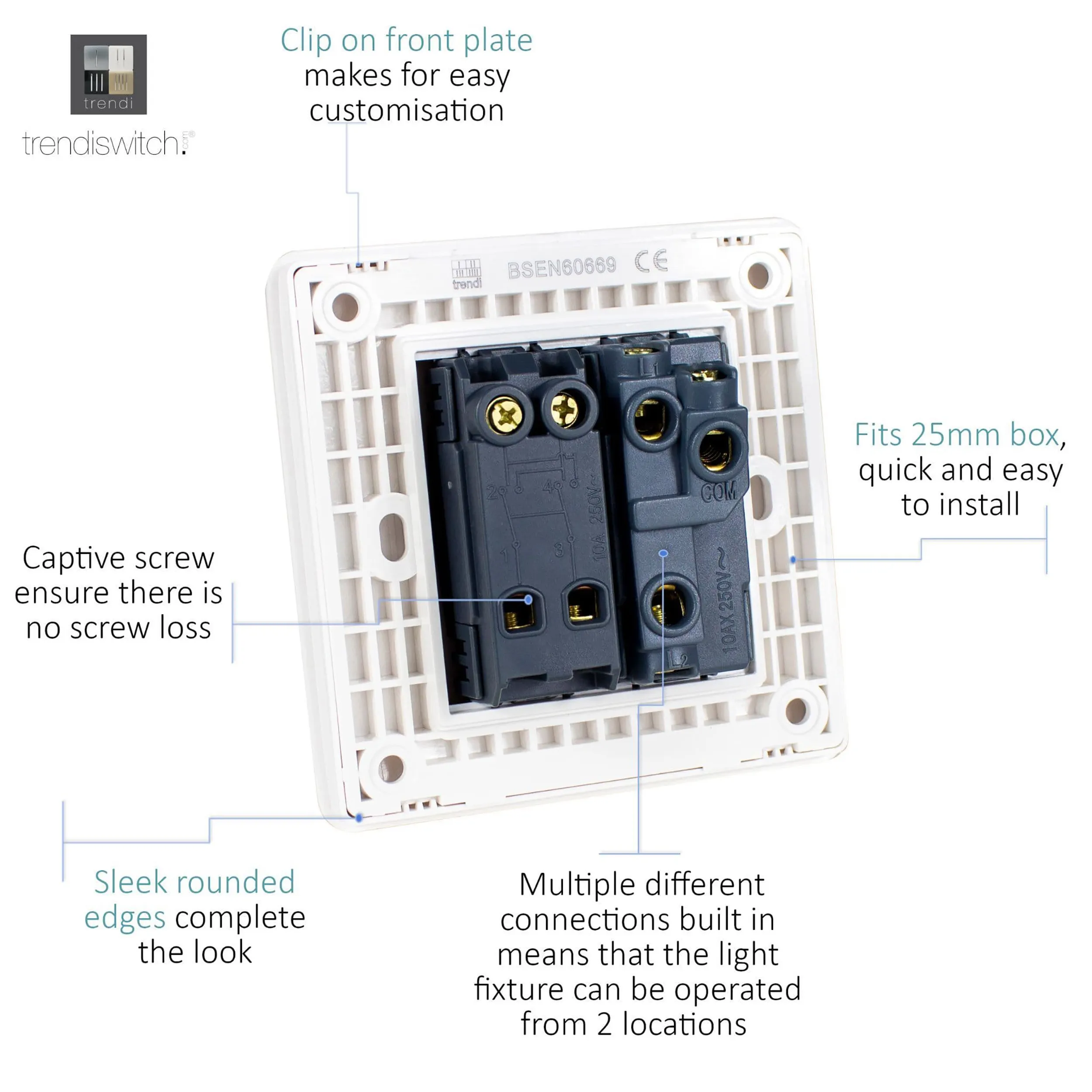 Champagne Gold Wiring Accessories Trendi Decorative Screwless